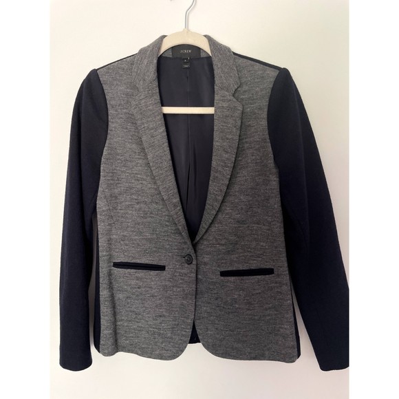 J Crew Colorblock wool blend blazer Jacket Gray Navy OneButton Size 4 Small h1 - Picture 11 of 12